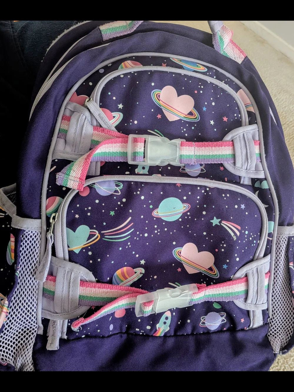 Pottery Barn Kids -Space Print Purple Large Backpack & Lunchbox Set